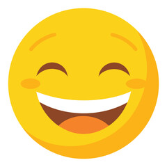 Fototapeta premium Smiling Yellow Emoji Icon Displaying Happiness and Joyful Expression with Smiling Mouth