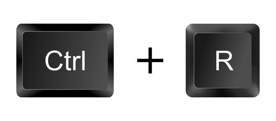 Ctrl + R Shortcut Key Icon – Refresh or Right Align