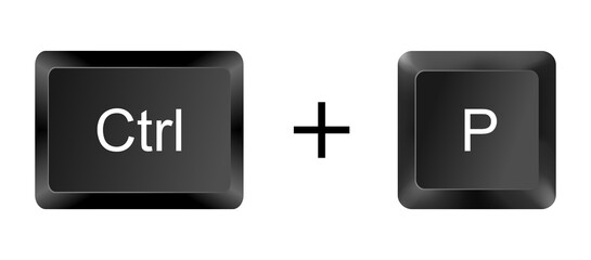 Ctrl + P Shortcut Key Icon – Print