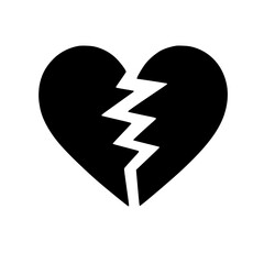 Minimalist Broken Heart Silhouette – Black SVG Clipart
