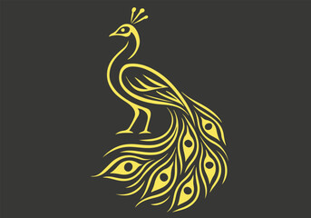Stylish Gold Peacock Logo.