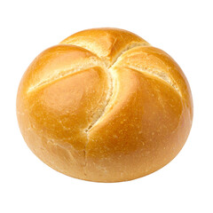 Golden kaiser roll showcasing its distinct crust texture and inviting appearance on transparent background