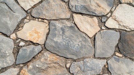 Obraz premium Irregular Stone Wall Texture Gray, Beige, Brown Stones, Stone Background, Rock Pattern Stone wall, natural stone