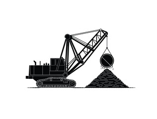 Pile diver working vector in black color on white background.