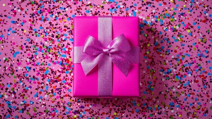 Pink Gift Box with Confetti, Celebration Gift, Party Favor Gift, Party