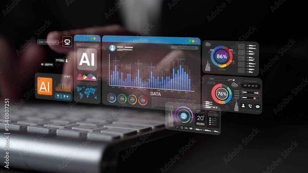 Poster ai assistant brain processor with llm technology, big data, machine learning, generative ai for busi