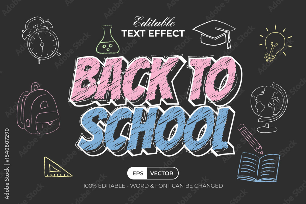 Poster chalk text effect back to school theme. editable text effect.