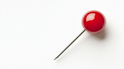 Red Ball Point Pin on White Background, stationery, office supplies