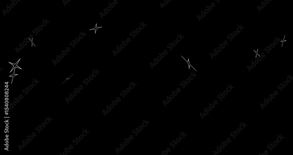 Sticker an explosion of abstract fireworks, the scattering of particles in the form of four-pointed stars. a