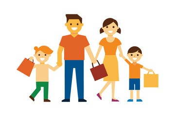 family shopping vector illustration