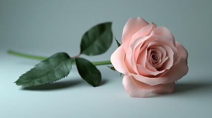 Fototapeta premium Soft pink rose on a pale background