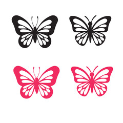 Obraz premium Butterfly silhouette icons. Vector Illustrations.