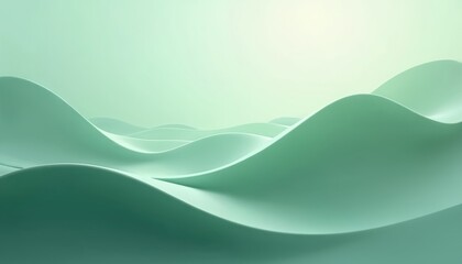 Elegant green gradient waves, soft display wallpaper background. Digital design, abstract modern flow, template. Gentle pattern for presentation, graphic design.