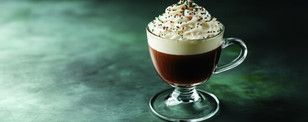 Whipped Cream Coffee Drink with Sprinkles, Festive Coffee Recipe, Holiday Beverage Coffee recipe, Holiday drinks