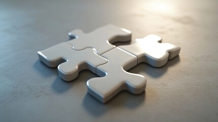 Fototapeta premium Three white puzzle pieces