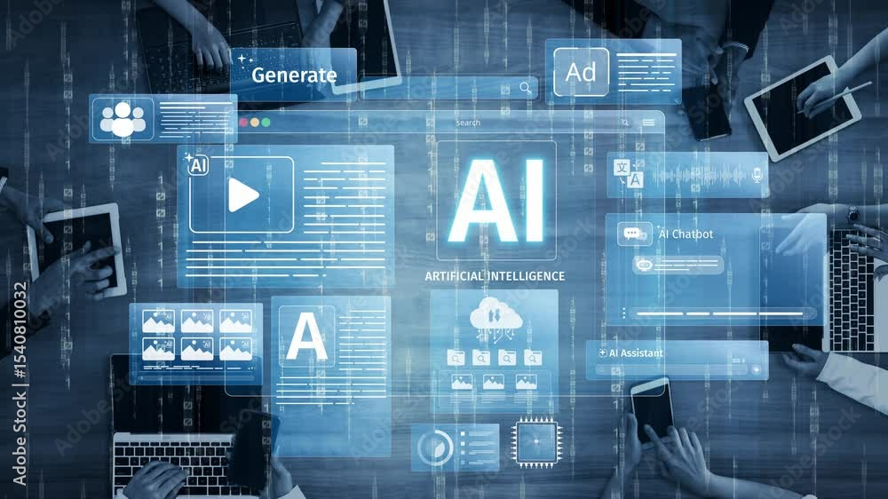Poster ai assistant brain processor with llm technology, big data, machine learning, generative ai for busi