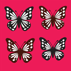 Butterfly silhouette icons. Vector Illustrations.