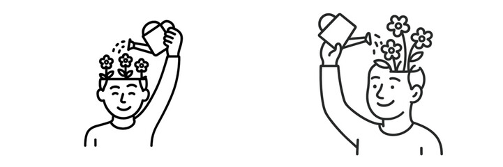 Creative representation of personal growth and nurturing ideas through mind imagery in a minimalist design