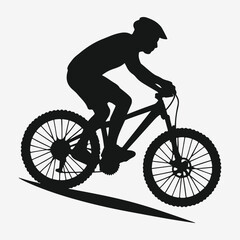 Fototapeta premium Mountain biker silhouette isolated on white background
