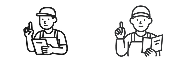 Workers engaged in discussion with documents in a workplace setting during daylight hours