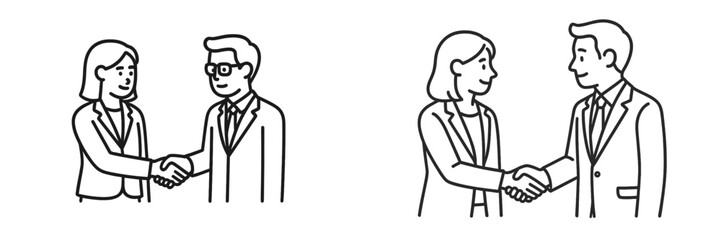 Business partners shaking hands in a formal meeting to establish collaboration at a corporate office