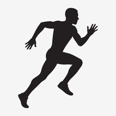 Running man silhouette isolated on white background