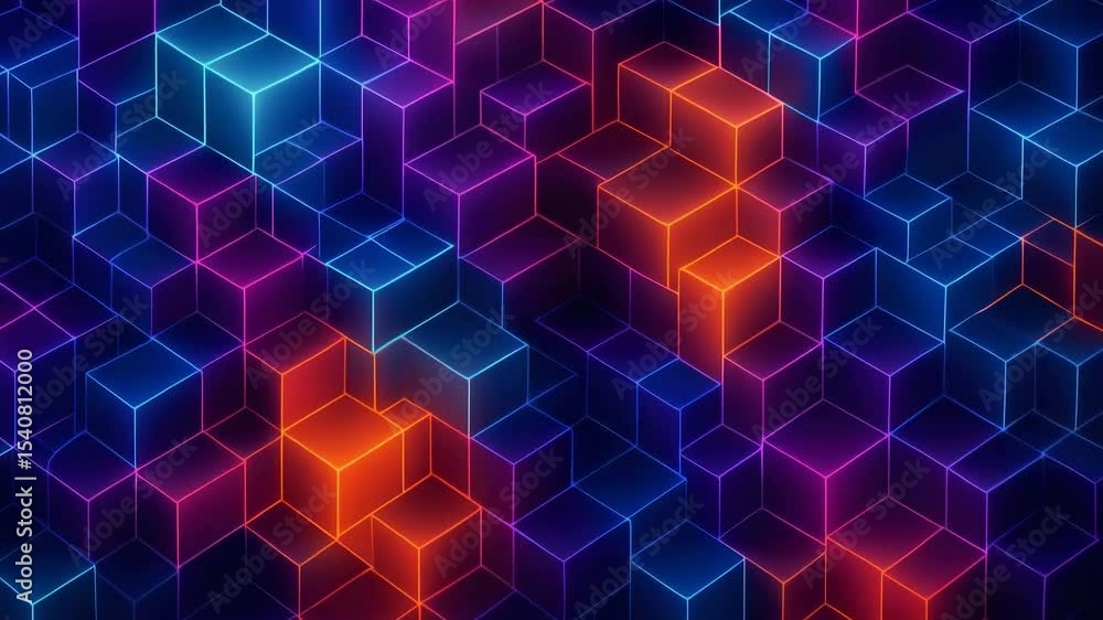 Aufkleber colorful abstract background featuring glowing cubes in a dynamic arrangement, perfect for creating 