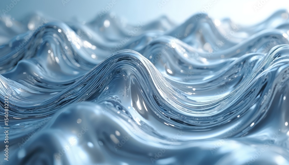Poster abstract liquid chrome background. ai generated image shows wavy flowing metallic glossy curves. fut