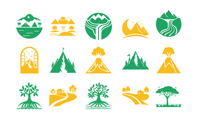 Fototapeta premium Mountain & Forest Landscape Vector Bundle, Seasonal Landscape Vector Pack, Abstract Landscape Vector Graphic Kit
