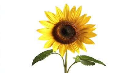 Obraz premium Single sunflower against white background