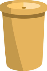 Brown tall coffee cup drink from cardboard or plastic minimal illustration or clipart