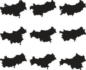 Obraz premium Turkey map black silhouette vector style with white background