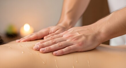 Naklejka premium Relaxing Back Massage Therapeutic Touch and Wellness