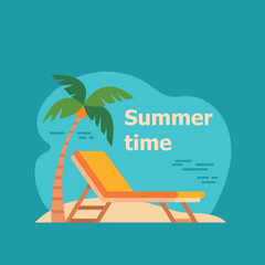 Summer holiday theme picture, flat style, postcard, minimalism