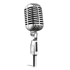 Fototapeta premium Classic retro microphone isolated on a clear Transparent background ready for recording, Retro microphone isolated. realistic PNG background