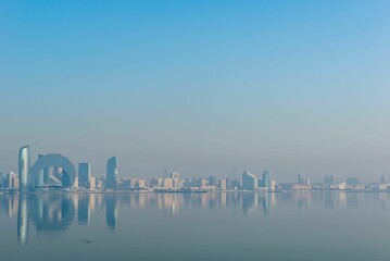 view of the city of Baku from the embankment of the seaside boulevard