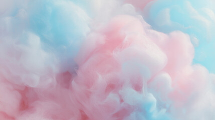 Fototapeta premium Close-up of fluffy pastel pink, blue and lavender fibers blending together softly. 