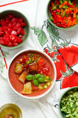 Gazpacho, a traditional Spanish cold soup.top veiw