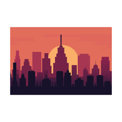 Obraz premium USA urban city skylines and silhouettes with reflections featuring Los Angeles, Chicago, and New York vector architecture illustrations