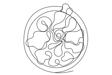 Line Art Salad. Healthy Food Symbol. Detox and Diet Vitamin Lifestyle. One Continuous Outline Wavy Contour Drawing. Stroke Modern Doodle Food Symbol Icon. Cafe Menu Card Invitation Sketch Contour Art