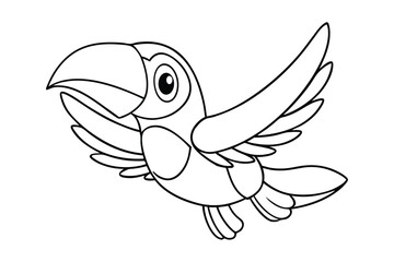 Black outline  Toucan tropical coloring page