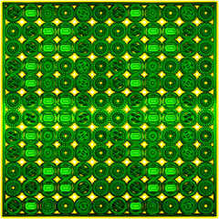 abstract green background with circles, flowers for wall art