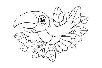 Black outline  Toucan tropical coloring page