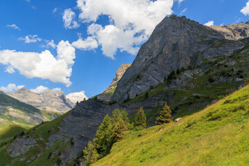 Obraz premium Mountain panorama with summit Gros Sex in Swiss Alps, Switzerland