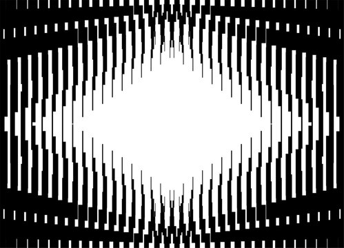 Vector pattern of black broken lines on a white background in digital style. Striped Design Element. Modern vector background. Abstract pixels. Rhombus