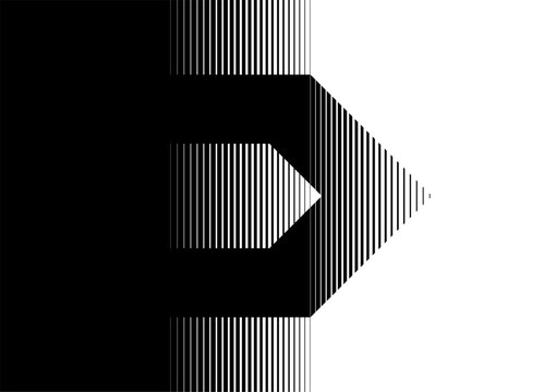Transition from black to white. Vector pattern of black broken lines in digital style. Striped Design element. Modern vector background. Thick arrow
