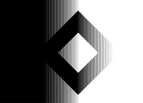 Transition from black to white. Vector pattern of black broken lines in digital style. Striped Design element. Modern vector background. Rectangular abstract shape