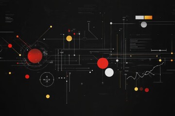 Complex data processing diagram with colorful elements on black background, data processing and diagram on black background