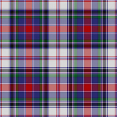 Red, White, Blue, Black, Green, Purple Tartan Weave Pattern - Tile