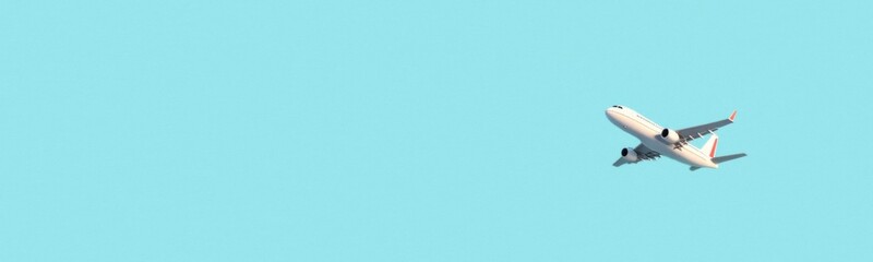 A commercial airplane soaring against a clear blue sky, symbolizing travel, freedom, and adventure.